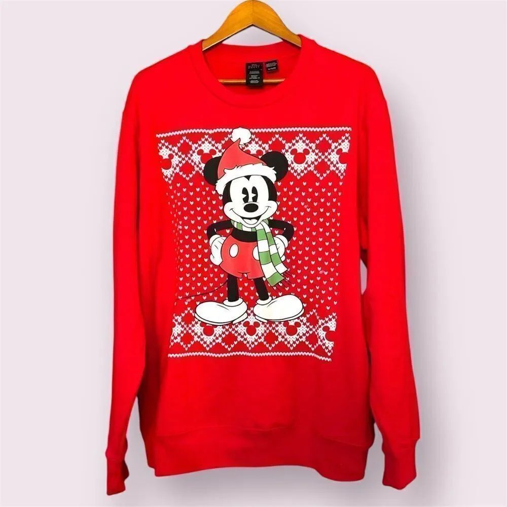 DISNEY Light Up Mickey Mouse Christmas Holiday Crew Neck Sweatshirt